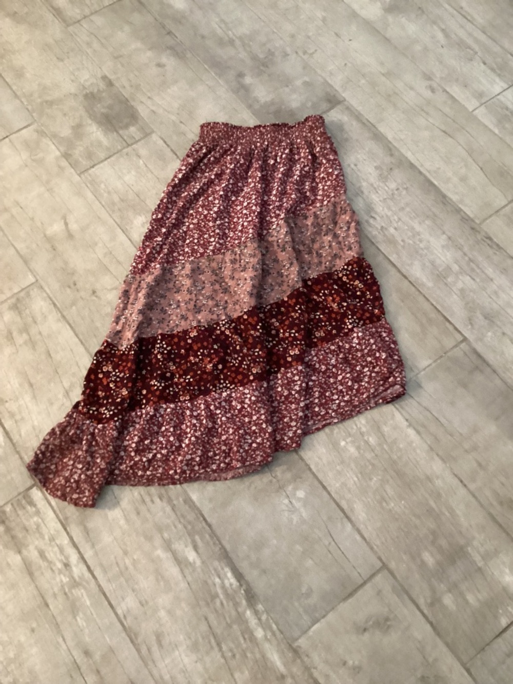 Asymmetrical tiered boho prairie skirt xs